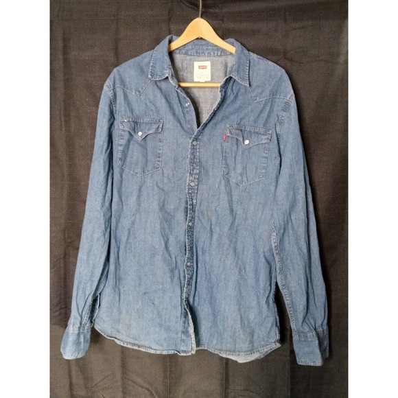 VINTAGE Levis Jacket Adult size XL EXTRA LARGE Blue Red Tab Denim Jean Coat Mens - Picture 9 of 9